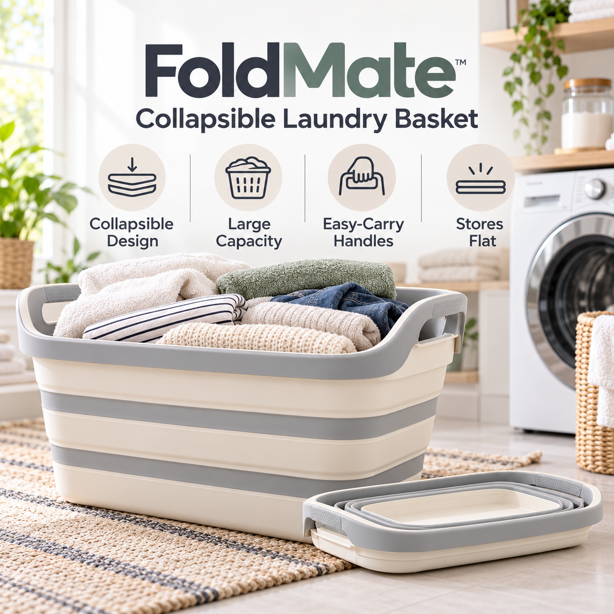 nbloop FoldMate Collapsible Laundry Basket