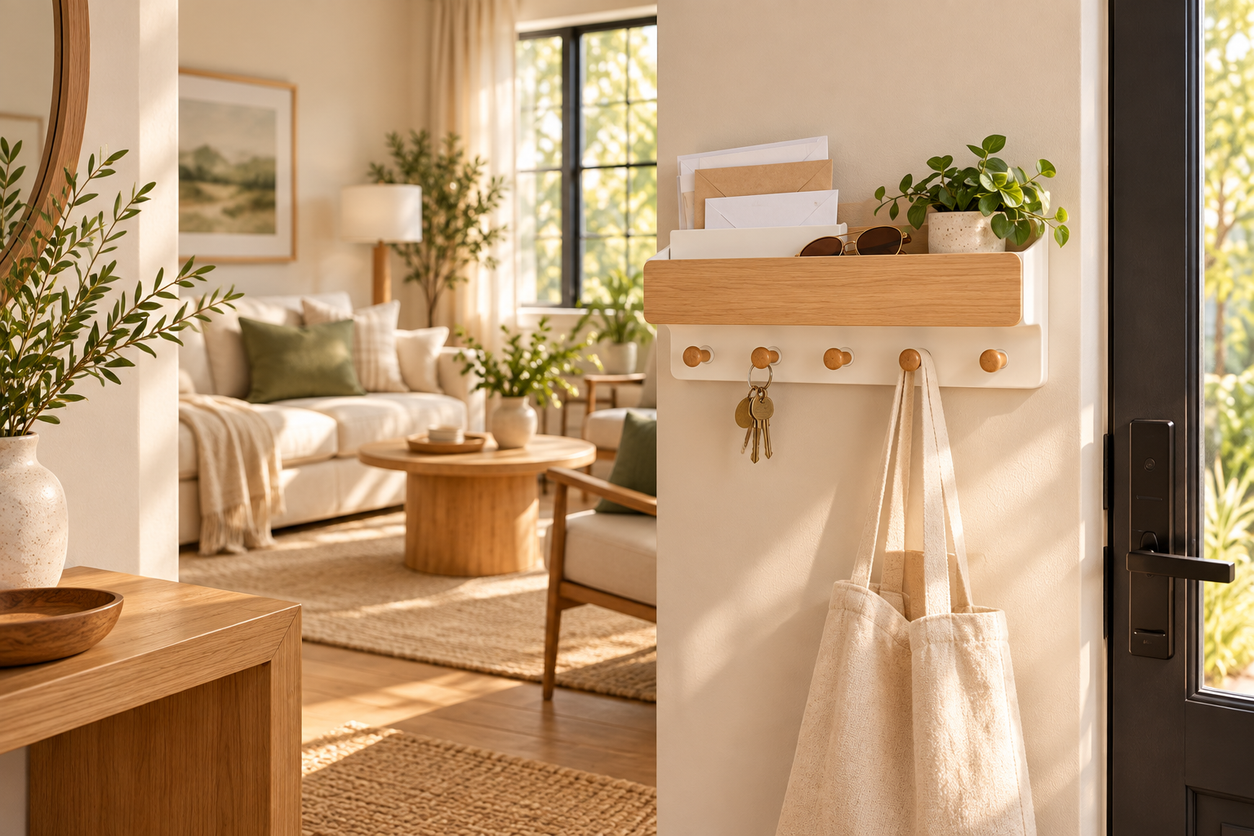 An organized home with warm natural details